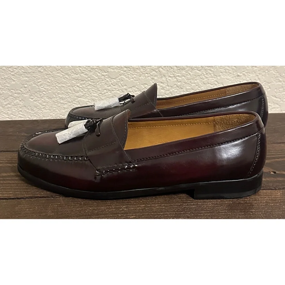 Cole Haan Pinch Tassel Kiltie Burgundy Leather Loafers Mens 10.5 EEE 03507 New